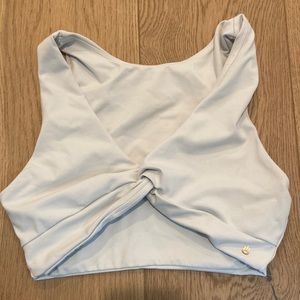 Spiritual Gangster White Twist Front Sports Bra